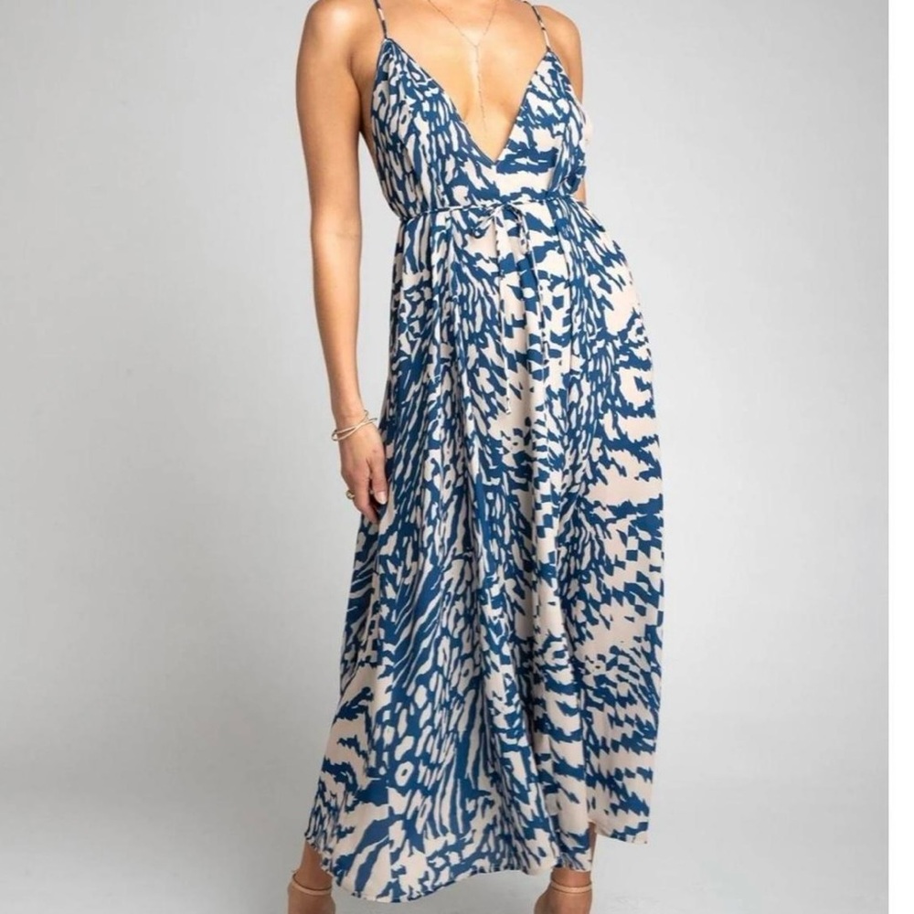 RESA Blue and Cream Maxi Dress